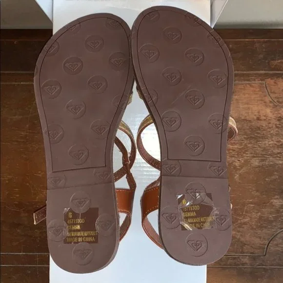 Roxy Gemma Gold Glitter Gladiator Sandals Size 6 - Picture 10 of 14